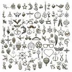 Youdiyla Wholesale Bulk Lots 100Pcs Tibetan Silver Charms Pendant Fitting for DIY Necklace Bracelet Earrings Jewellery Making Accessories WM097