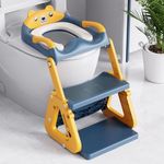Orzbow 2-in-1 Potty Training Seat with Step Stool, Height Adjustable Toilet Seat for Toddler, Potty Training with Splash Guard for Kids Boys Girls, Stability Ladder and Anti-Slip Pad, Yellow