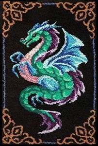 YOOTOM Dragon Latch Hook Rug Kits for Adult, DIY Rug Crochet Making Kits with Pre-Printed Canvas and Latch Hook Tool and Enough Yarn, 20x15in