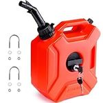 VEVOR Gas Can, 1.3 Gallon/5L, Fuel Tank with Spout and Lockable Bracket, Storage Gasoline Container, Auto-Off Function & Adjustable Flow Rate, Compatible with Most Cars Motorcycle SUV ATV UTV, Red