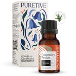 Puretive Rosemary Essential Oil | For Hair Growth, Hair Fall Control and Nourishment | Quick Hair Growth Rosemary Oil for Women and Men | Certified Organic 100% Pure, Natural, Undiluted | 15ml