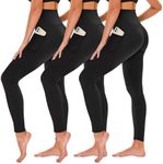 TNNZEET 3 Pack Leggings for Women - High Waisted Black Soft Yoga Pants for Workout Running Maternity