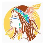 FINGERINSPIRE Native American Women Painting Stencils 11.8x11.8 inch Plastic Tribal Drawing Painting Stencils Indian Crafts and Decor Stencils Reusable Stencils for Painting Home Decoration