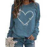 DUDIHOHX Grandma Sweatshirt Women Floral Heart Graphic Sweatshirt Grandma Gift Pullover Tops Casual Long Sleeve Shirts