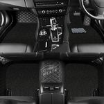 Premium 7D Car Floor Mat Full Set for Jeep Compass|| Luxury Leather with Grass Mat Complete Set || 100% Waterproof and Washable || Color : (Full Black)