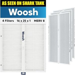 As Seen On Shark Tank | 16x25x1 Air Filter MERV 8 (4-Pack) | Electrostatic Pleated HVAC AC Furnace Filters | Actual Size: 15.50 x 24.50 x 0.75