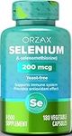 ORZAX Selenium 200mcg Capsules - L-Selenomethionine for Immune System Health & Thyroid Support - Antioxidants Supplement for Women and Men (180 Veg Capsules)