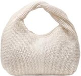 Verdusa Women's Ruched Hobo Mini Handbag Clutch Purse Dumpling Pouch Bag Straw Beige One-Size