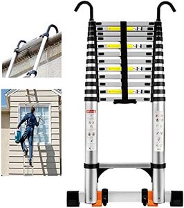 Wolec 16.5FT Telescoping Ladder with 2 Detachable Hooks,Reinforced Anti-Pinch Telescopic ladders with 2 Triangle Stabilizers, Portable Wheels Non-Slip Balance Bar,Heavy Duty 330lbs Max Capacity