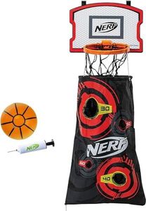 NERF Basketball Hoop Hamper - Laundry Layup Over The Door Basket + Shooting Target - Mini Hoop Hamper + Basketball Set