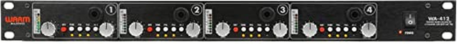 Warm Audio WA-412 4-Channels Microphone Preamplifier & Instrument DI, Black, 12-Style Preamps, XLR Input, Precise Level Control & Tone Sculpting, 65dB Of Gain, Altran USA Transformers