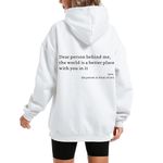 Wrenpies Dear Person Behind Me You are Enough Hoodie for Women Slogan Graphic Fleece Pullover Hooded Sweatshirts with Pocket (White,XL,X-Large)