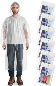 Aolegoo 6 Pack Ponchos Waterproof with Sleeves and Drawstring Hood, Thickened Portable Adult Disposable Waterproof Poncho Ideal for Festival Waterproofing, Camping, Theme Parks