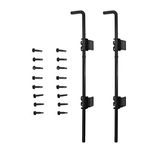 HANSHAN Cane Bolt Heavy Duty Gate Drop Rod 24 inch Steel with Black Finish -2 Pack for Double Door