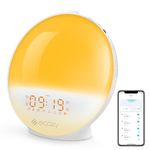 ecozy Sunrise Alarm Clock for Heavy Sleepers, Smart Wake Up Light with Sunrise/Sunset Simulation, App & Voice Controlled, Natural Sounds & FM Radio, 4 Alarms & Snooze, 8 Colors Night Light for Bedroom