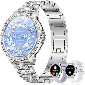 fitonyo Women's Smartwatch with Phone Function (Diamond Silver)