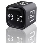 EooCoo Stylish Digital Timer, Creative Cube Rotation Timer 5/10/30/60 Minutes, Countdown Productivity Timer for Working Cooking Fitness Studying Teaching, Easy Use for Adults and Kids, Black