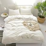 Rural Dandelion 100% Washed Cotton Duvet Cover Bedding Set , Healthy , Comfortable and Unique Style , 3 pieces, Full , White