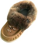 Laurentian Chief Women's Fleeced Lined Brown Leather Moccasins Size 7