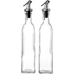 Olive Oil and Vinegar Dispensers - Oil and Vinegar Bottles with Lever Release Pourer, 2-Pack 17 Ounce Cruets