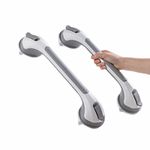 TAILI Shower Grab Bar 2 Pack, 16 Inch Suction Grab Bars for Bathtubs, Handrails for Elderly and Seniors, No Drilling Waterproof, Grey