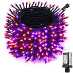 Lyhope Orange & Purple Halloween Lights, 98.4ft 300 LED Halloween Lights, Low Voltage 8 Modes Decoration String Lights for Garden, Patio, Indoor, Holiday Party (Orange Purple)