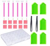 YEESAM ART 24 Pieces Kits 5D DIY Diamond Painting Tools Accessories, Full Drill Cross Stitch Set Including Sticky Pen, Tweezers, Glue, Plastic Tray and Diamond Embroidery Box for DIY Art Craft (24 pcs Tools Kit)