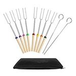 Ecloud Shop® Marshmallow Roasting Sticks - Set of 8 Telescopic Stainless Steel Skewers - Perfect Forks for Hot Dogs - Extendable to 32 Inches Long- with Bag