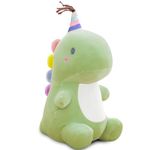 SQEQE Dinosaur Plush Toy Kawaii Dino Stuffed Animals Soft Fluffy Plush Doll Birthday Gifts for Girls Boys Kidult(Green, 9.8 Inch)