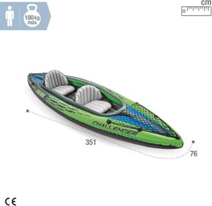 Intex Challenger K2 Inflatable Kayak – 2-Person, 351cm