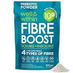 10g Fibre Supplement Prebiotic Powder, 1/3 NHS Daily Fibre, 4 Types Insoluble & Soluble Fibre 10,000mg (200g Bag, 30 x 5g Fiber) Well Within Gut Health Supplement, Fibre Powder for Men, Women, Kids