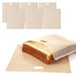 Toaster Bags, 6 Pack Toaster Bags Reusable Nonstick Toasted Sandwich Bags BPA Free Toastie Bags for Toaster Microwave Grill, Easy to Open and Clean (16X16.5CM)