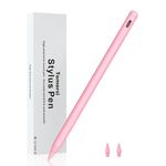 Stylus Pen for iPad with Palm Rejection& Fast Charge, Active Pencil Compatible with (2018-2023) Apple iPad Pro (11/12.9 Inch),iPad Air 3/4/5,iPad10/9/8/7/6, iPad Mini 5/6 Pink