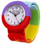 Multicolour Wacky Watch Slap On Strap Fast Fit Kids Childrens Silicone Soft Feel Band Unisex Instant Fit Any Size for Boys and Girls Learn to Tell The Time