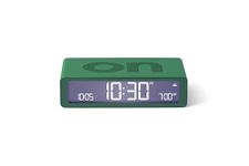 Lexon Flip Classic Digital Alarm Clock with Reversible On/Off Faces, Rechargeable bedside clock with LCD display, Touch Sensor for Snooze & Light function - Green Emerald