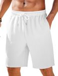 COOFANDY Men Casual Shorts Big and Tall Lightweight Drawstring Beach Shorts White