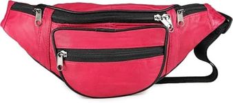 K London Real Leather Men Women Waist Bag Fanny Bag Travel Pouch Passport Holder (Hotpink)