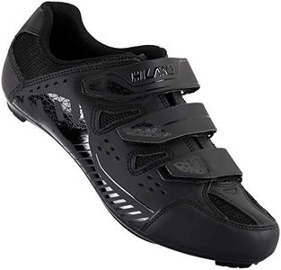 Hiland Unisex Wide Cycling Shoes Compatible with Peloton&Look Delta/Shimano SPD Cleats-3 Straps-Clip in Road/Mountain/Indoor Bike Shoes for Mens and Womens, Black, 10 Wide Women/9 Wide Men