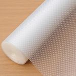 Hersvin Drawer Liners Shelf Mats 50x600cm Kitchen Cabinet Shelves Non-Adhesive Protective Lining EVA Plastic Oil-proof Non Slip Cupboard Refrigerator Shelving Protector (Clear Dot)
