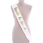 Party Propz Bride To Be Sash For Bride To Be Decoration Set-White Foil Bride To Be Sash For Bridal Shower Decorations Kit,Bachelorette Decorations For Bride,Bride&Groom To Be Props,Spinster Party