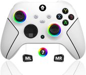 YUYIU Upgraded Wireless Controller with 7 Colors RGB Light for Xbox Controller, Xbox One Series X|S,Consoles,Steam PC Windows, Dual Vibration/Turbo/Programmable, with 3.5mm Audio Jack, 2.4GHZ Adapter