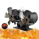 Ailgely Dual-Motor Stove Fan 10 Blades Heat Powered Stove Fan Fireplace Fan Non-Electric Quiet Operation for Wood Burning Stove/Pellet/Log Burner Black