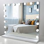 LIANWANG Hollywood Makeup Mirror,Large Vanity Mirror with Lights Dimmable LED Bulbs Touch Control Design Cosmetic Mirror Tabletop Mirror for Bedroom Dressing Room 17 Bulbs (80 * 62cm)