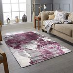 Rugstore shop Extra Large Small Size Trendy Style Abstract Design Rugs Navy Black Grey Purple Brown Modern Living Room Bedroom Short Pile Kitchen Carpet Rug (120 X 170 CM, VIOLET)