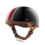 LIONCIANO Adult Retro Harley Motorcycle Helmet Scooter Helmet, Stylish Half-Open Helmet With Goggles, Open Face Jet Crash Helmet for Moped Cruiser Vespa(Striped Black)