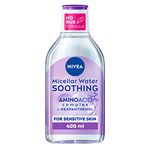 NIVEA Micellar Water Soothing, Fragrance Free Eye Makeup Remover, Micellar Cleansing Water for Sensitive Skin, Gentle Skin Cleanser (400ml) (Pack of 5)