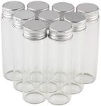 15ml 25ml 40ml 50ml 60ml Empty Seal Jars Glass Bottle with Aluminium Silver Color Screw Cap Sealed Liquid Food Gift Container 12units (12, 50ML-LU-Cap)