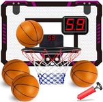 TEUVO Indoor Basketball Hoop for Kids Mini Basketball Hoop with 4 Balls Automatic Scoring Net Over Door Room Wall Mounted Panier Basketball Interieur Sport Games Toys for Boys 6 7 8 9 10 Year Old Girl