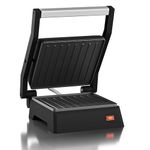 Elite Gourmet EPN160 Multifunctional, Compact Electric Panini Press, Contact Grill, 180° Flat Grill, Lightweight, Floating Top-plate, Cool-touch Handle Non-Stick Surface, Skid Free Rubber Feet, Black