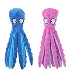 CPYOSN Dog Squeaky Toys Octopus - No Stuffing Crinkle Plush Dog Toys for Puppy Teething, Durable Interactive Dog Chew Toys for Small, Medium and Large Dogs Training and Reduce Boredom, 2 Pack